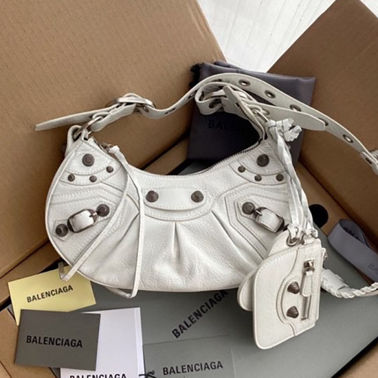 Balenciaga Le Cagole Xs чанта през рамо бяла B67130