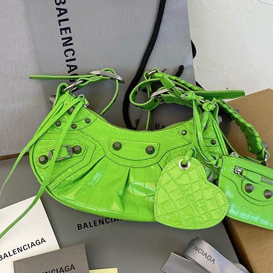 Balenciaga Le Cagole крокодилска чанта Xs през рамо B671307