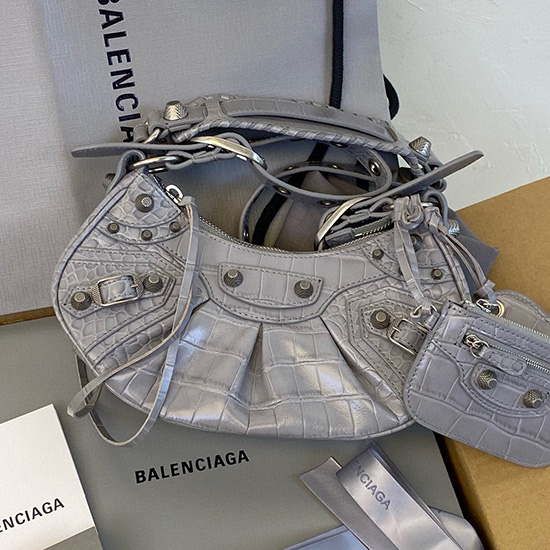 Balenciaga Le Cagole крокодилска чанта Xs през рамо B671308