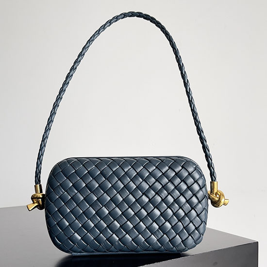 Bottega Veneta възел Minaudiere чанта през рамо синя B717623