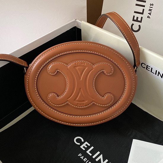 Celine Crossbody овална чанта Cuir Triomphe Brown C35507