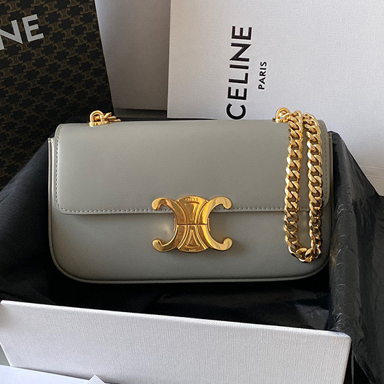 Celine чанта за рамо с верига Triomphe сива C35027