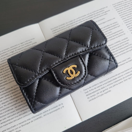 Chanel ключодържател от агнешка кожа черен Ap80799