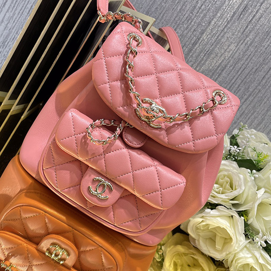 Chanel малка раница Duma с шнурове черна As2908