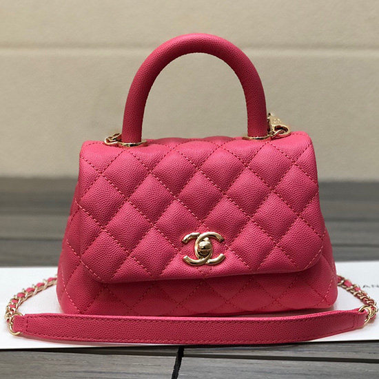 Chanel мини чанта с капак и горна дръжка Rose As2215