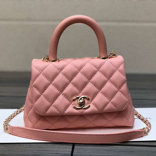 Chanel мини чанта с капак и горна дръжка розово As2215