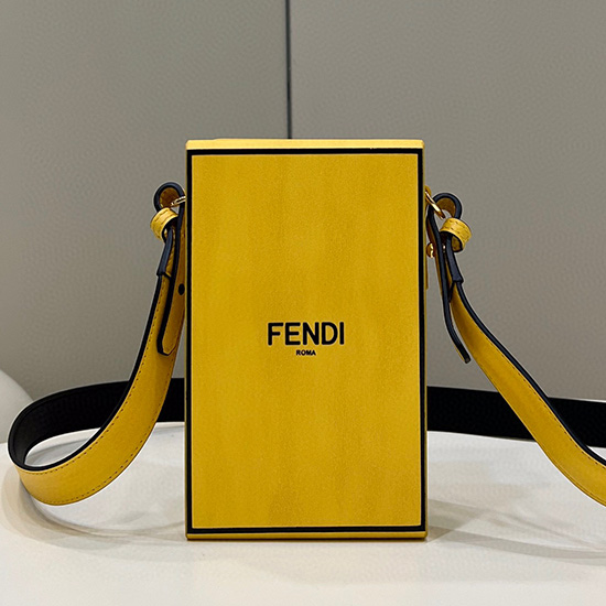 Fendi вертикална кутия кожена чанта жълта F70309