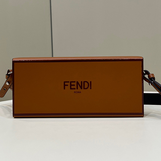 Fendi вертикална кутия чанта през рамо кафяв F70304