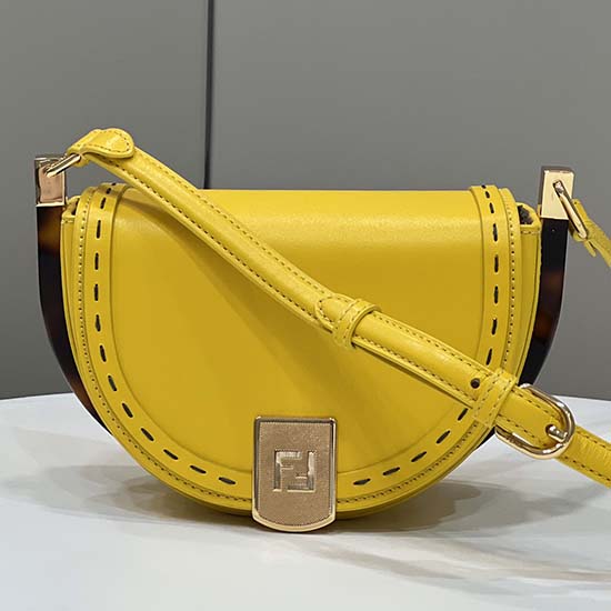 Fendi лунна кожена чанта жълта F80008