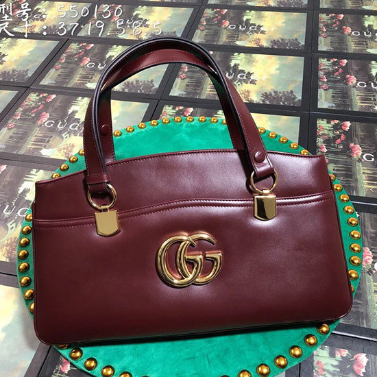 Gucci Arli голяма чанта с горна дръжка бордо 550130