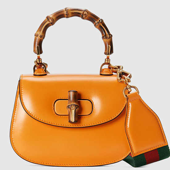 Gucci Bamboo 1947 мини чанта с горна дръжка жълта 686864