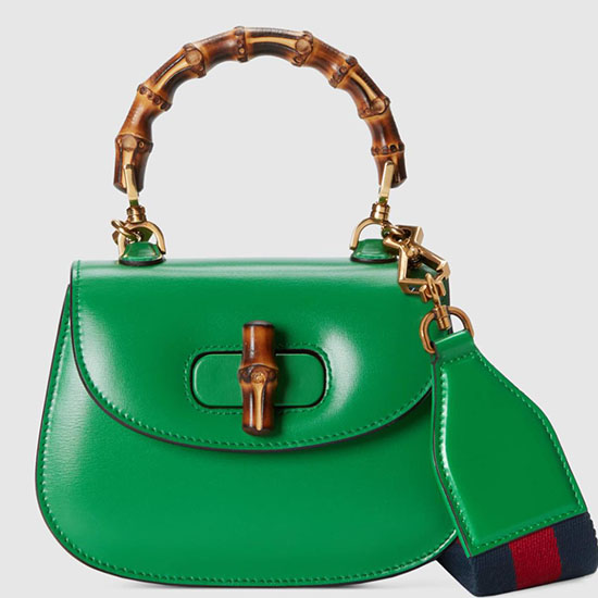 Gucci Bamboo 1947 мини чанта с горна дръжка зелена 686864