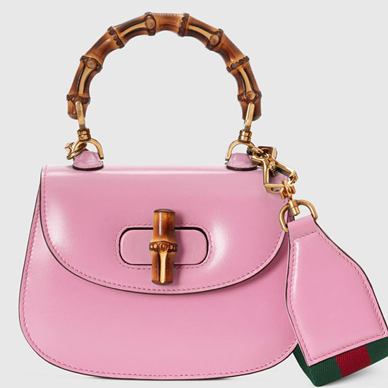 Gucci Bamboo 1947 мини чанта с горна дръжка розово 686864