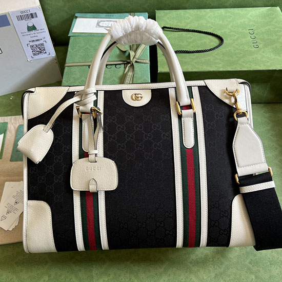 Gucci Canvas Bauletto изключително голяма чанта бяла 715671