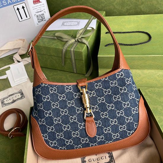 Gucci Denim Jackie 1961 малка чанта през рамо 636706