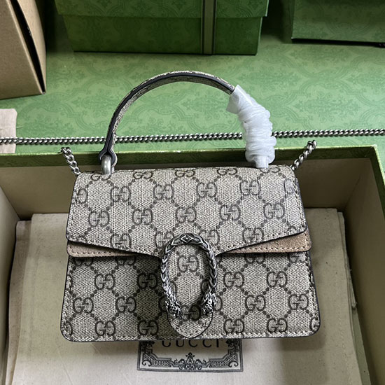 Gucci Dionysus мини чанта с горна дръжка бежово 752029