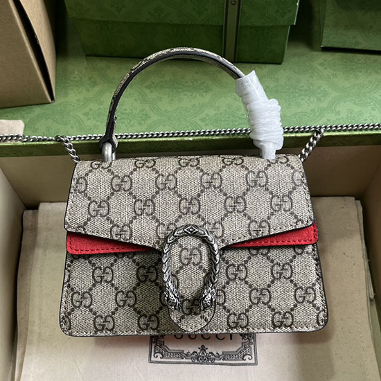 Gucci Dionysus мини чанта с горна дръжка червена 752029