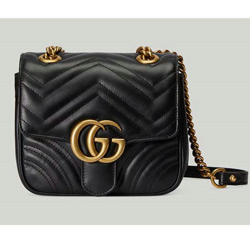 Gucci Gg Marmont Matelasse мини чанта през рамо черна 739682