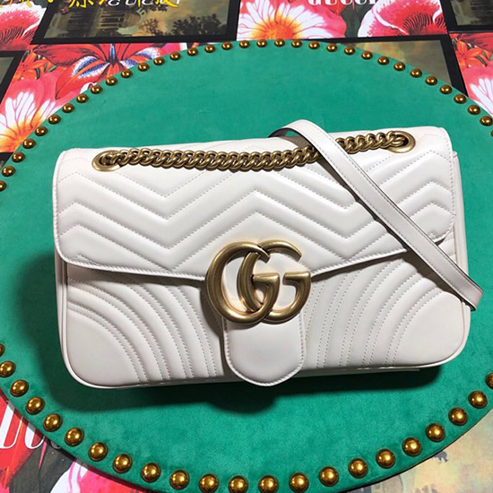 Gucci Gg Marmont Matelasse чанта през рамо бяла 443496