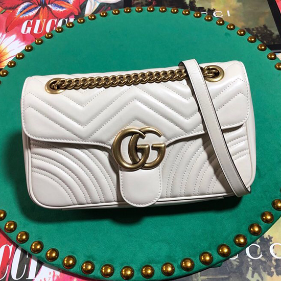 Gucci Gg Marmont Matelasse чанта през рамо бяла 443497