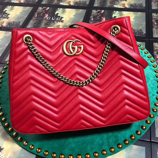 Gucci Gg Marmont Matelasse чанта през рамо червена 453569