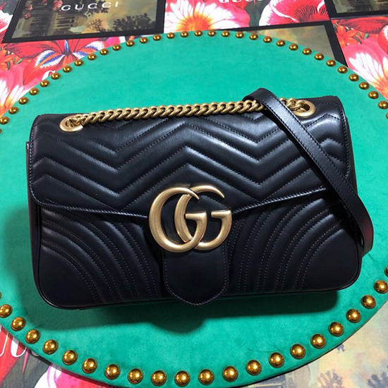 Gucci Gg Marmont Matelasse чанта през рамо черна 443496