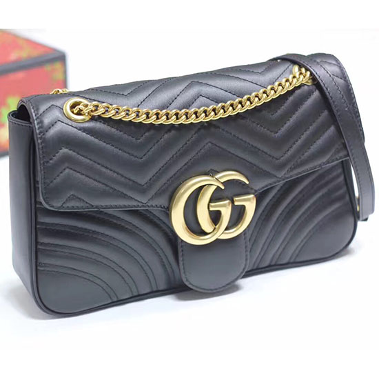 Gucci Gg Marmont Matelasse чанта през рамо черна 443496