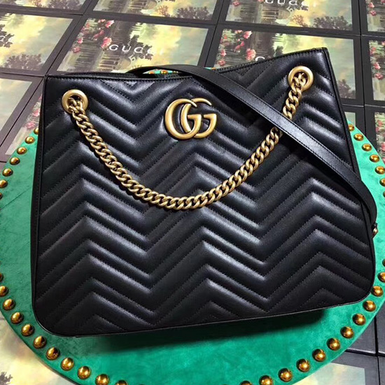 Gucci Gg Marmont Matelasse чанта през рамо черна 453569