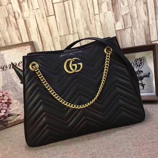 Gucci Gg Marmont Matelasse чанта през рамо черна 453569