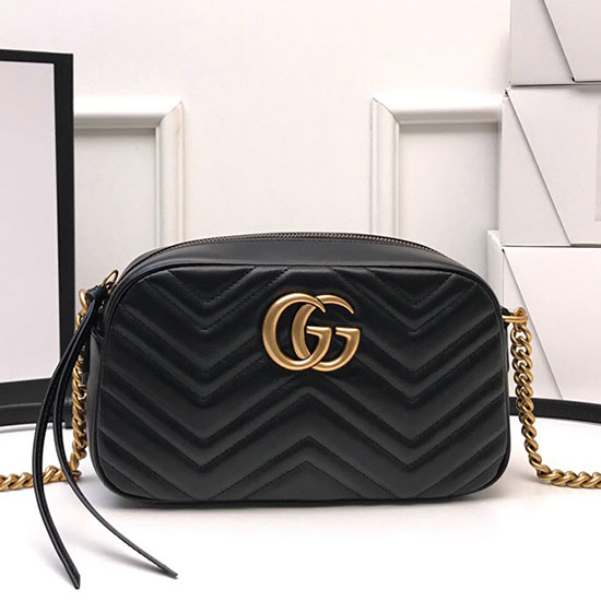 Gucci Gg Marmont малка чанта през рамо Matelasse 447632 черна