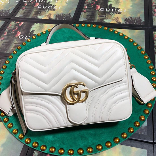 Gucci Gg Marmont малка чанта през рамо бяла 498100