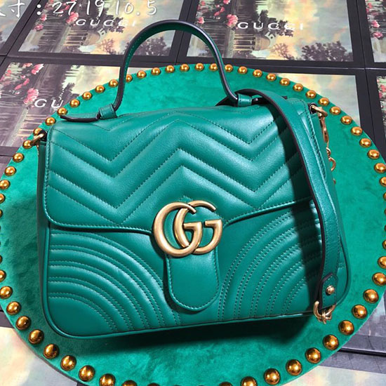 Gucci Gg Marmont малка чанта през рамо зелена 498110