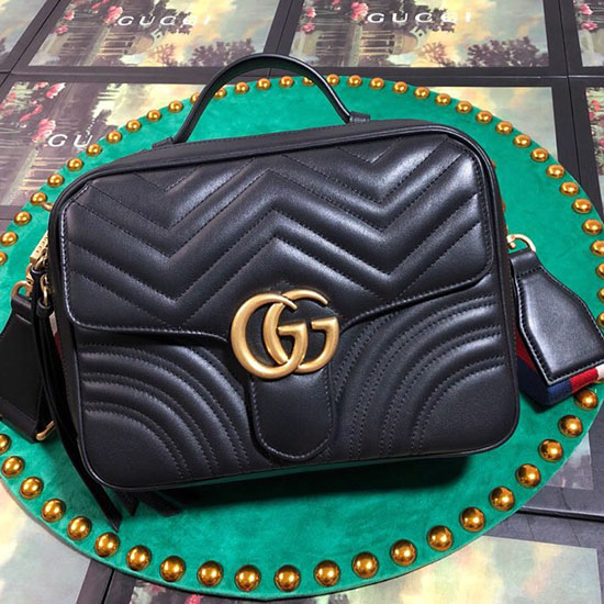 Gucci Gg Marmont малка чанта през рамо черна 498100