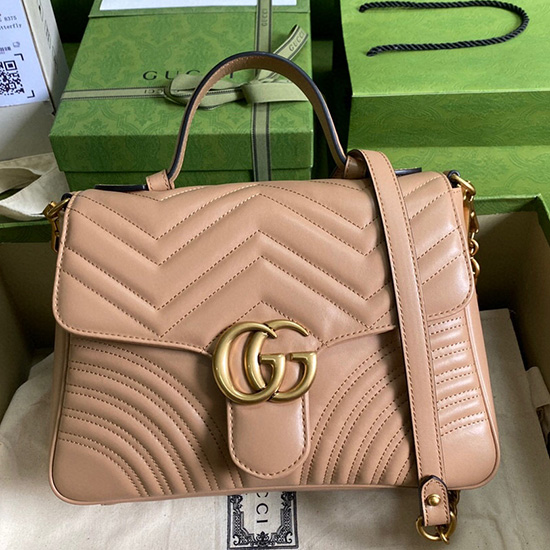 Gucci Gg Marmont малка чанта с горна дръжка бежово 498110