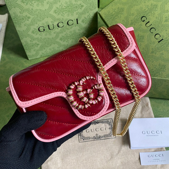 Gucci Gg Marmont мини портфейл с верижка червен 574969