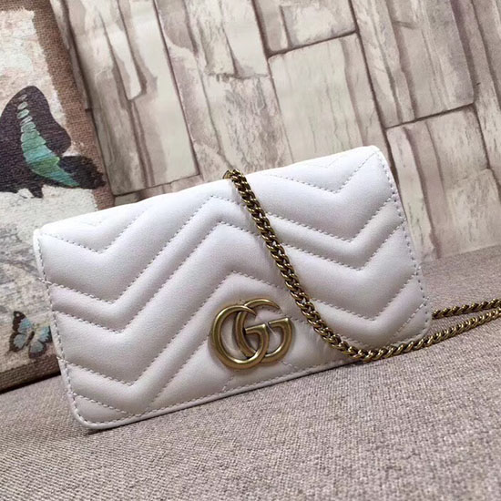 Gucci Gg Marmont мини чанта през рамо бяла 488426