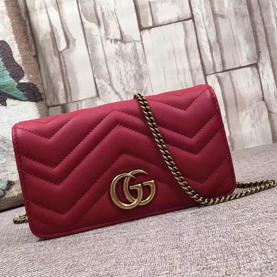 Gucci Gg Marmont мини чанта през рамо червена 488426