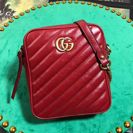 Gucci Gg Marmont мини чанта през рамо червена 550155