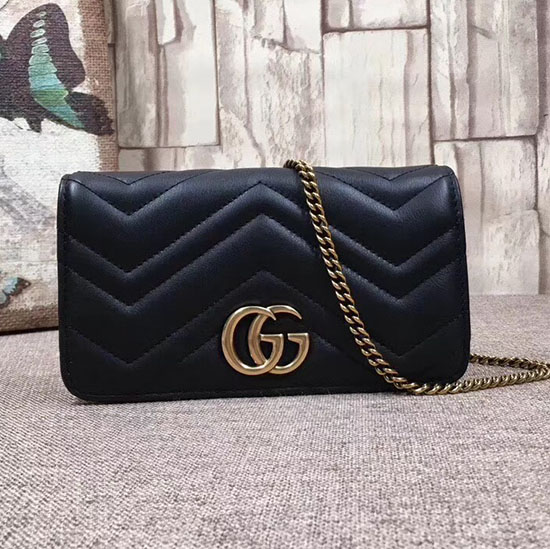 Gucci Gg Marmont мини чанта през рамо черна 488426