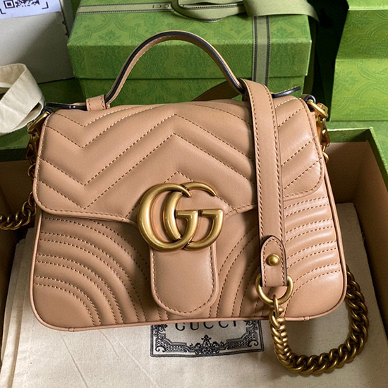 Gucci Gg Marmont мини чанта с горна дръжка бежово 547260