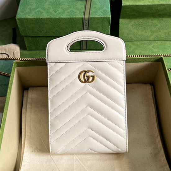 Gucci Gg Marmont мини чанта с горна дръжка бяла 699756