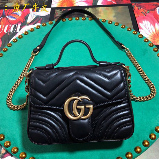 Gucci Gg Marmont мини чанта с горна дръжка черна 547260