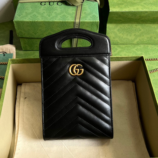 Gucci Gg Marmont мини чанта с горна дръжка черна 699756