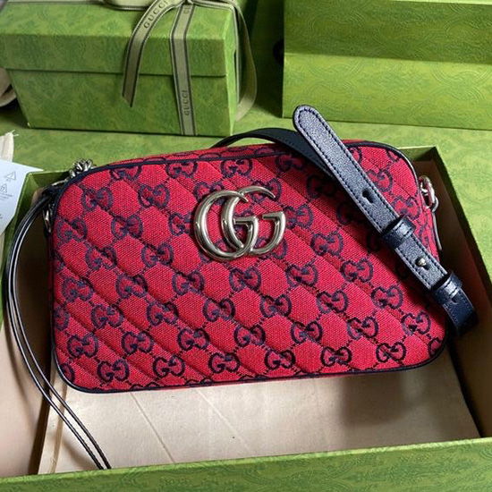 Gucci Gg Marmont многоцветна малка чанта през рамо червена 447632