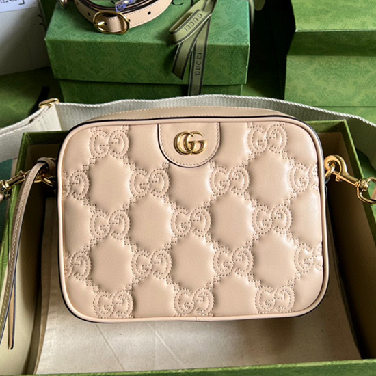 Gucci Gg кожена малка чанта Matelasse розово 702234