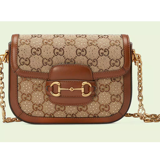 Gucci Horsebit 1955 Gg мини чанта камила 675801