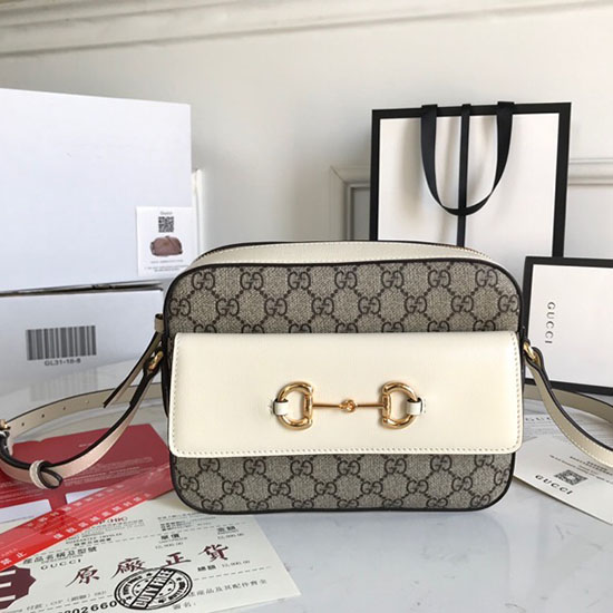 Gucci Horsebit 1955 малка чанта през рамо бяла 645454