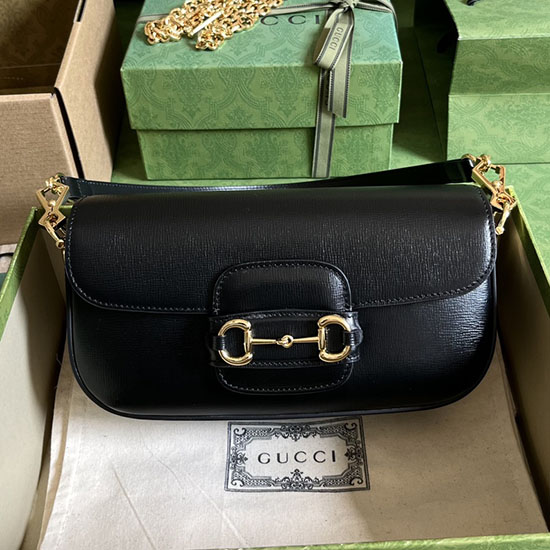 Gucci Horsebit 1955 малка чанта през рамо черна 735178