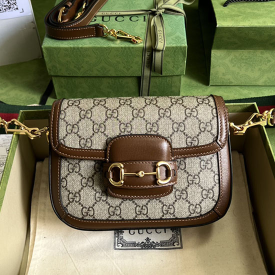 Gucci Horsebit 1955 мини чанта бежово 658574