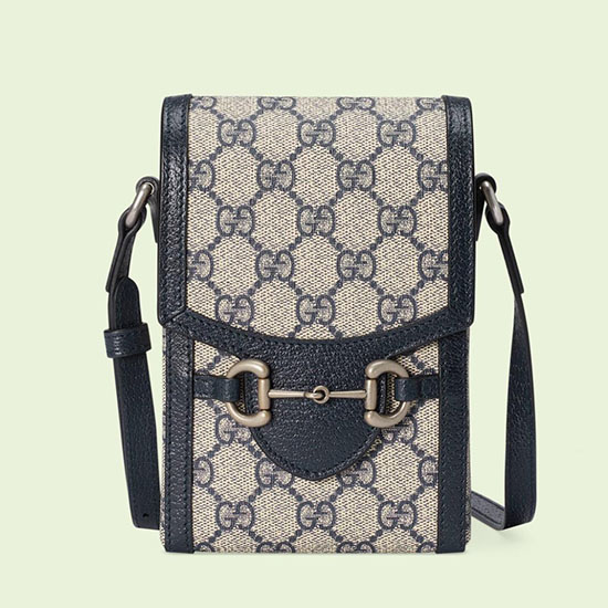 Gucci Horsebit 1955 мини чанта синя 625615